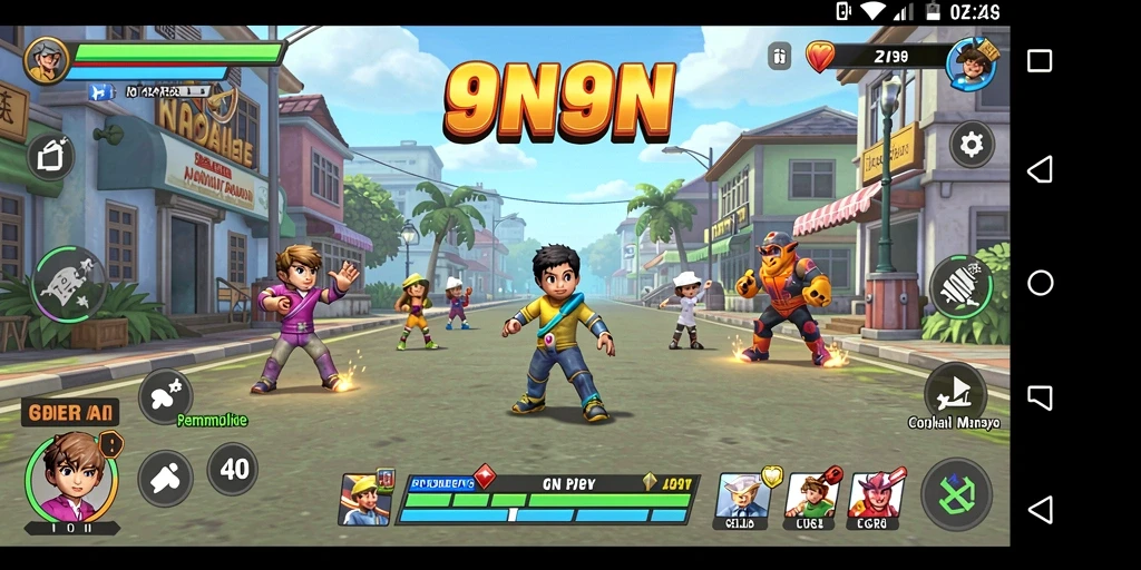 Tampilan gameplay seru dalam 9N9N menampilkan aksi cepat dan tantangan menarik.