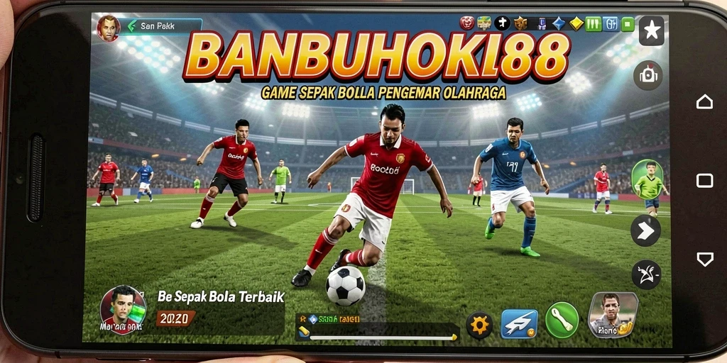 Tampilan gameplay seru di BANBUHOKI88 dengan aksi sepak bola yang mendebarkan.