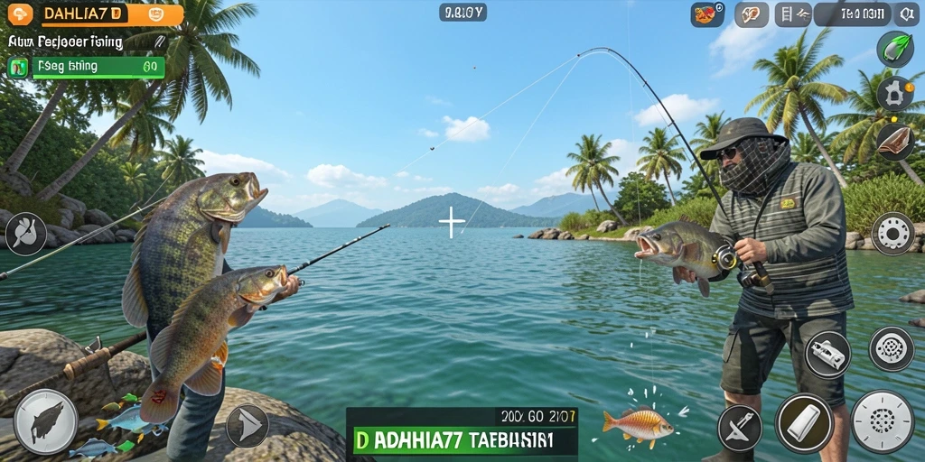 Screenshot utama DAHLIA77 menampilkan gameplay memancing yang seru dan menarik.