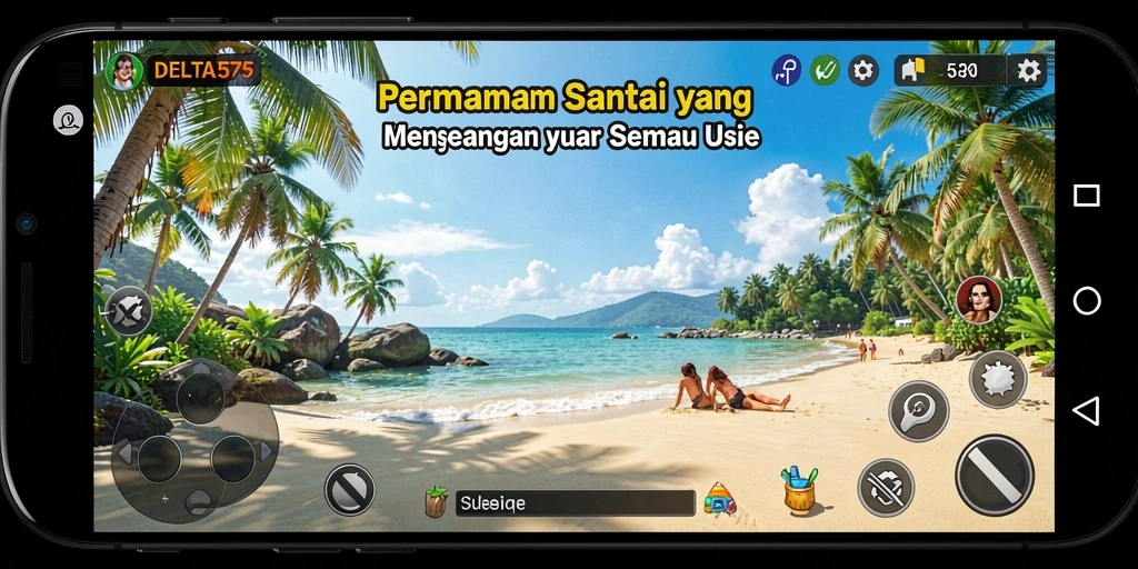 Tampilan gameplay DELTA575 yang penuh warna dan interaktif.