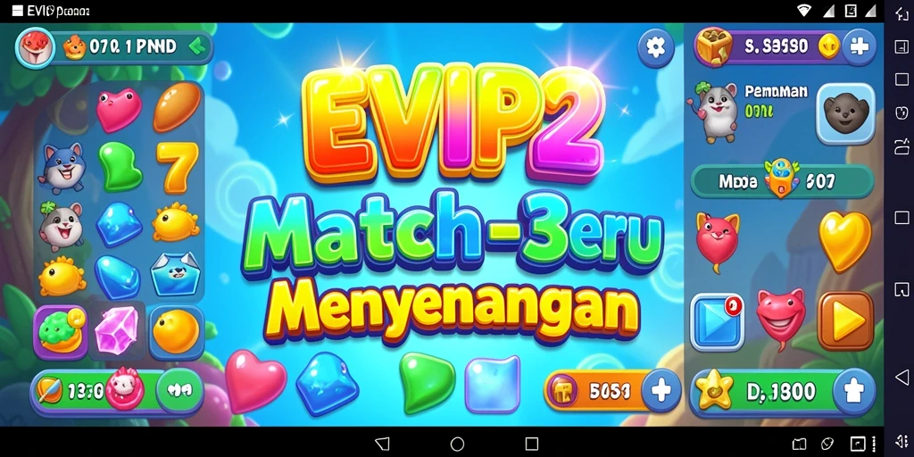 Tangkapan layar utama EVIP2 menampilkan momen seru gameplay Match-3.