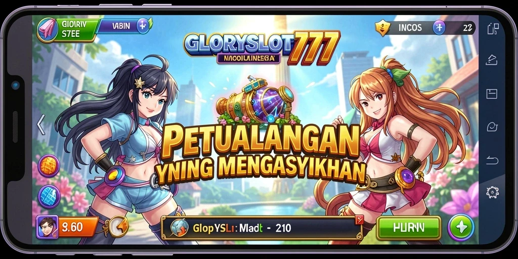 Tampilan gameplay GLORYSLOT777 dengan karakter anime yang stylish.