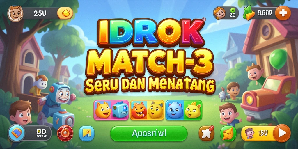 Screenshot gameplay IDROK yang menampilkan aksi mencocokkan item Match-3.