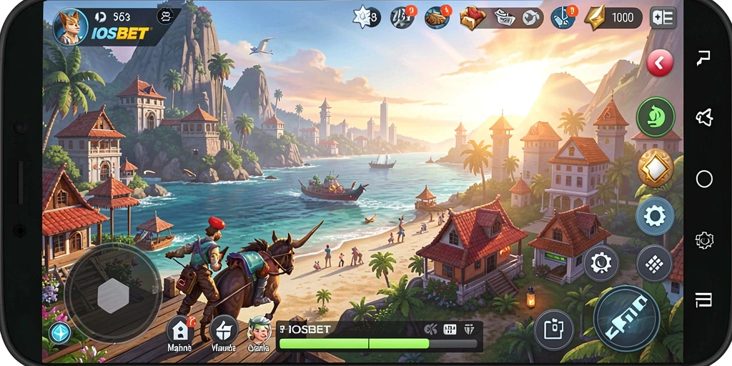 Screenshot gameplay IOSBET menampilkan petualangan epik di dunia terbuka.