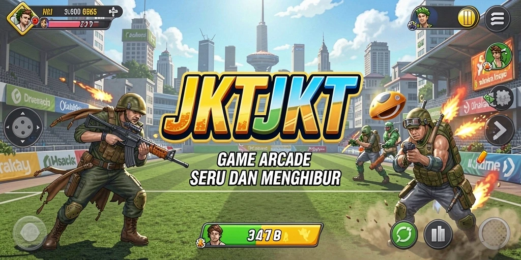 Tangkapan layar gameplay JKTJKT dengan aksi seru di laju permainan.