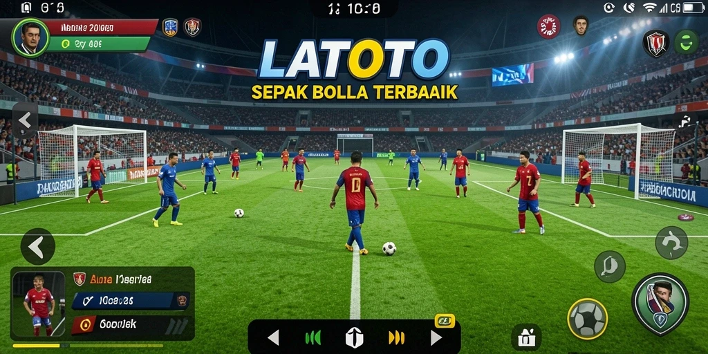Tampilan utama game LATOTO dengan aksi sepak bola yang mendebarkan.