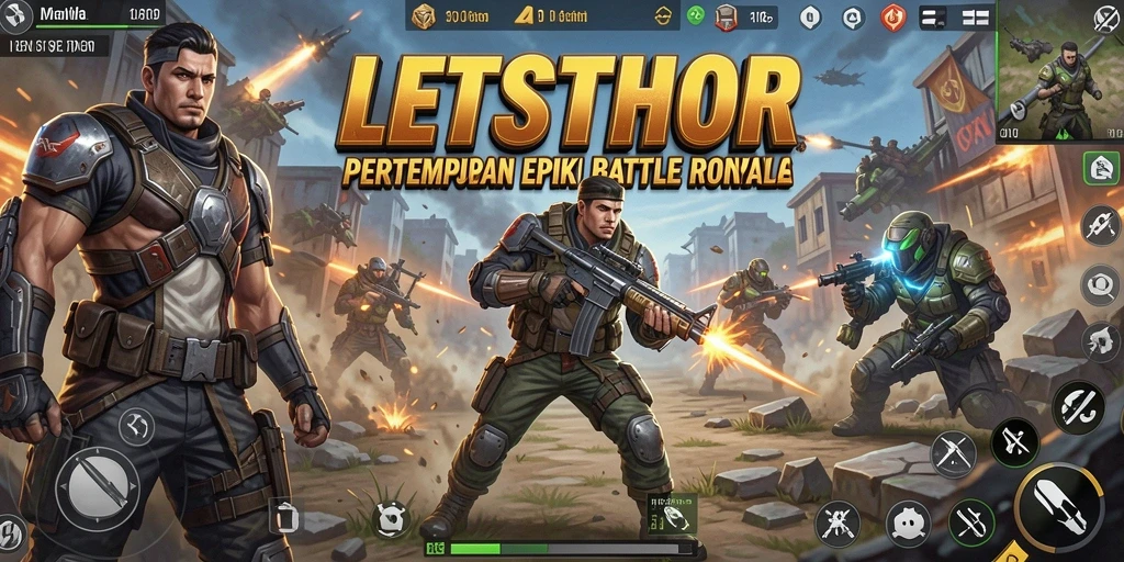Tangkapan layar LETSTHOR menampilkan aksi Battle Royale yang mendebarkan.