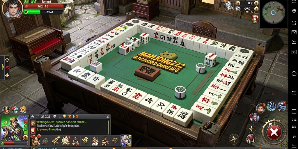 Screenshot gameplay menampilkan pertempuran seru dalam MAHJONG222.