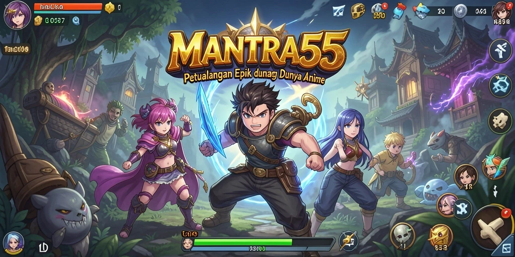 Tampilan gameplay yang menarik dalam MANTRA55 dengan karakter anime.