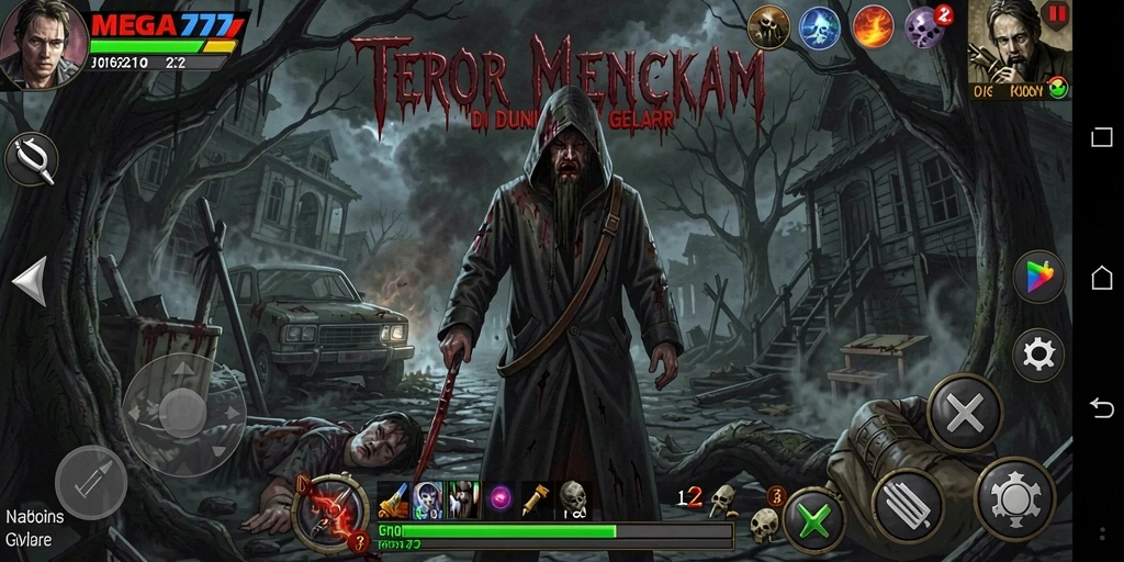 Tangkapan layar menampilkan suasana mencekam dari gameplay MEGA777.