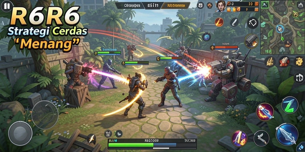 Screenshot gameplay R6R6 yang menampilkan strategi permainan yang kompleks.