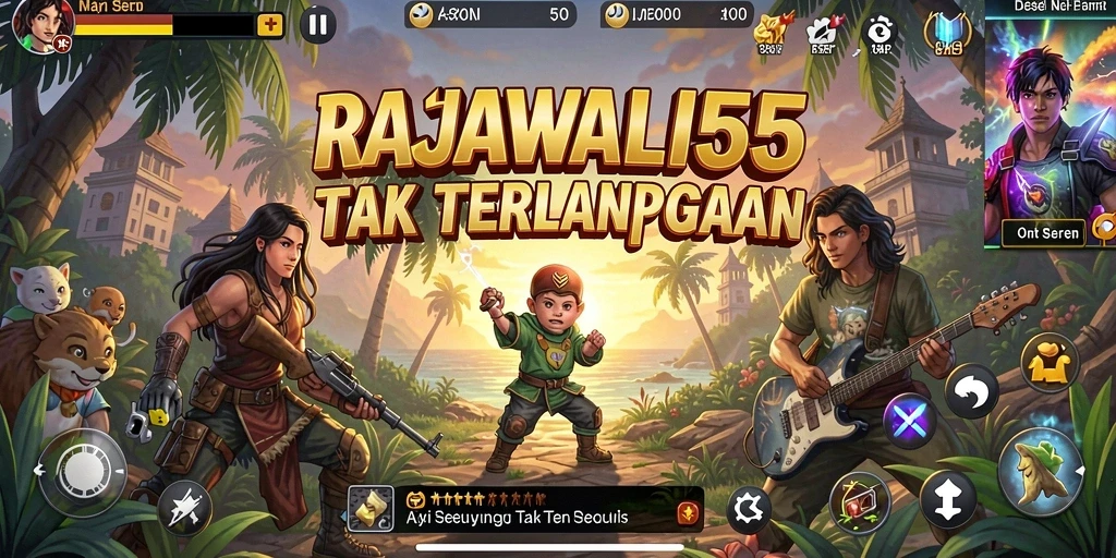 Screenshot utama RAJAWALI55 yang menunjukkan aksinya yang mendebarkan.