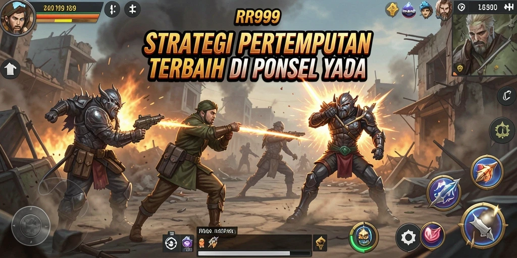 Tangkapan layar gameplay RR999 yang menunjukkan strategi pertempuran yang intens.